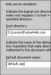 Pannello che consente di specificare la directory locale di riferimento per risolvere i link