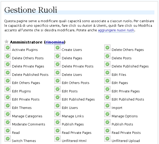 Il plugin Role Manager in azione